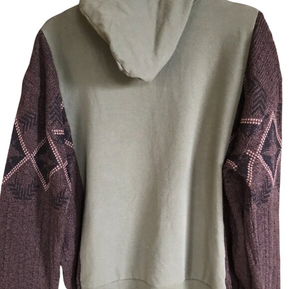 Upcycled Hoodie Sweater Sleeves, Plus Size: Sweatshirt Jacket, Diamond Pattern - Picture 7 of 11